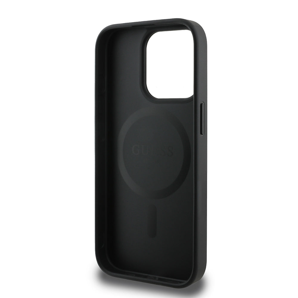 iPhone 15 Pro Kılıf Guess Orijinal Lisanslı M-safe Şarj Özellikli 4G Desen Yazı Logolu Kılıf