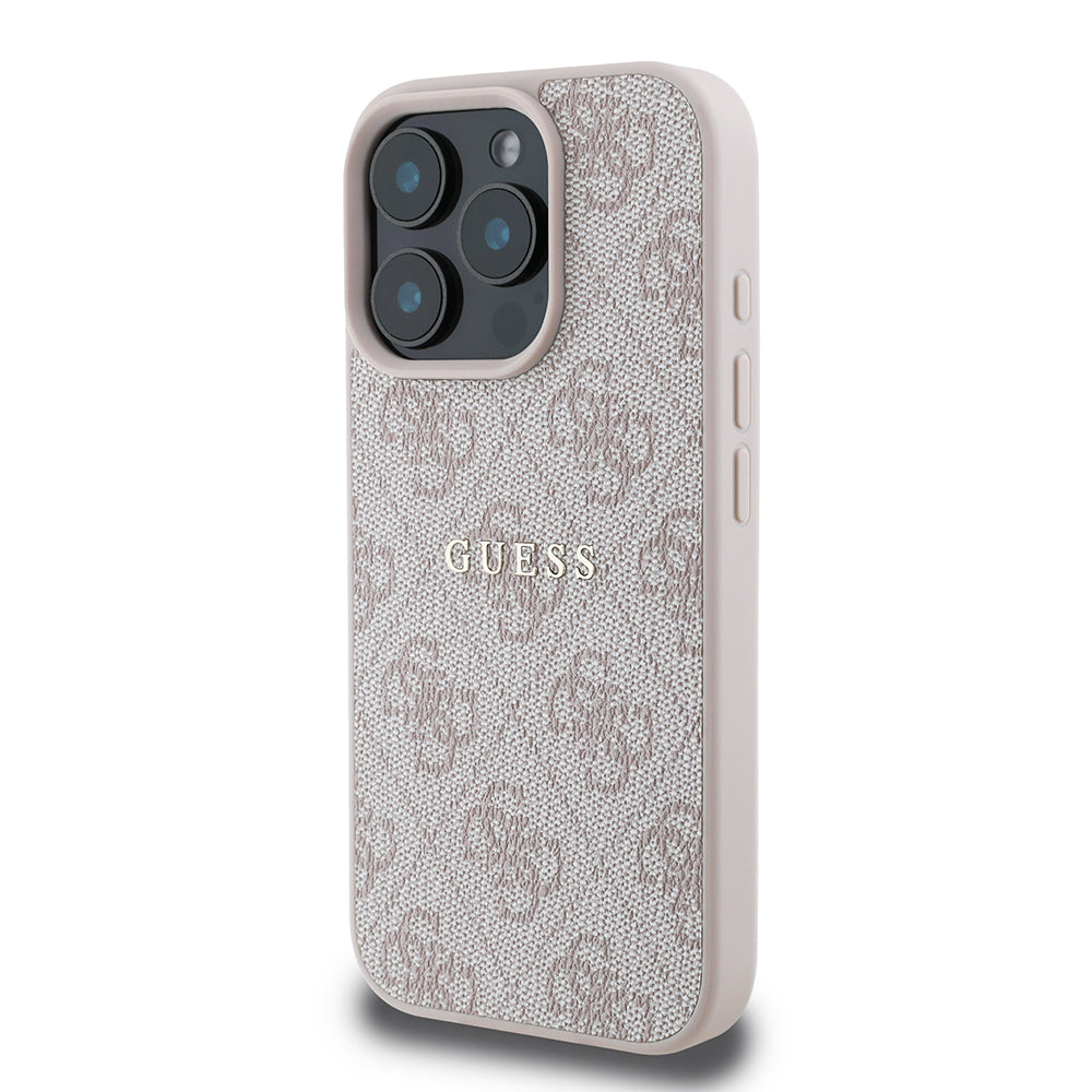 iPhone 15 Pro Kılıf Guess Orijinal Lisanslı M-safe Şarj Özellikli 4G Desen Yazı Logolu Kılıf