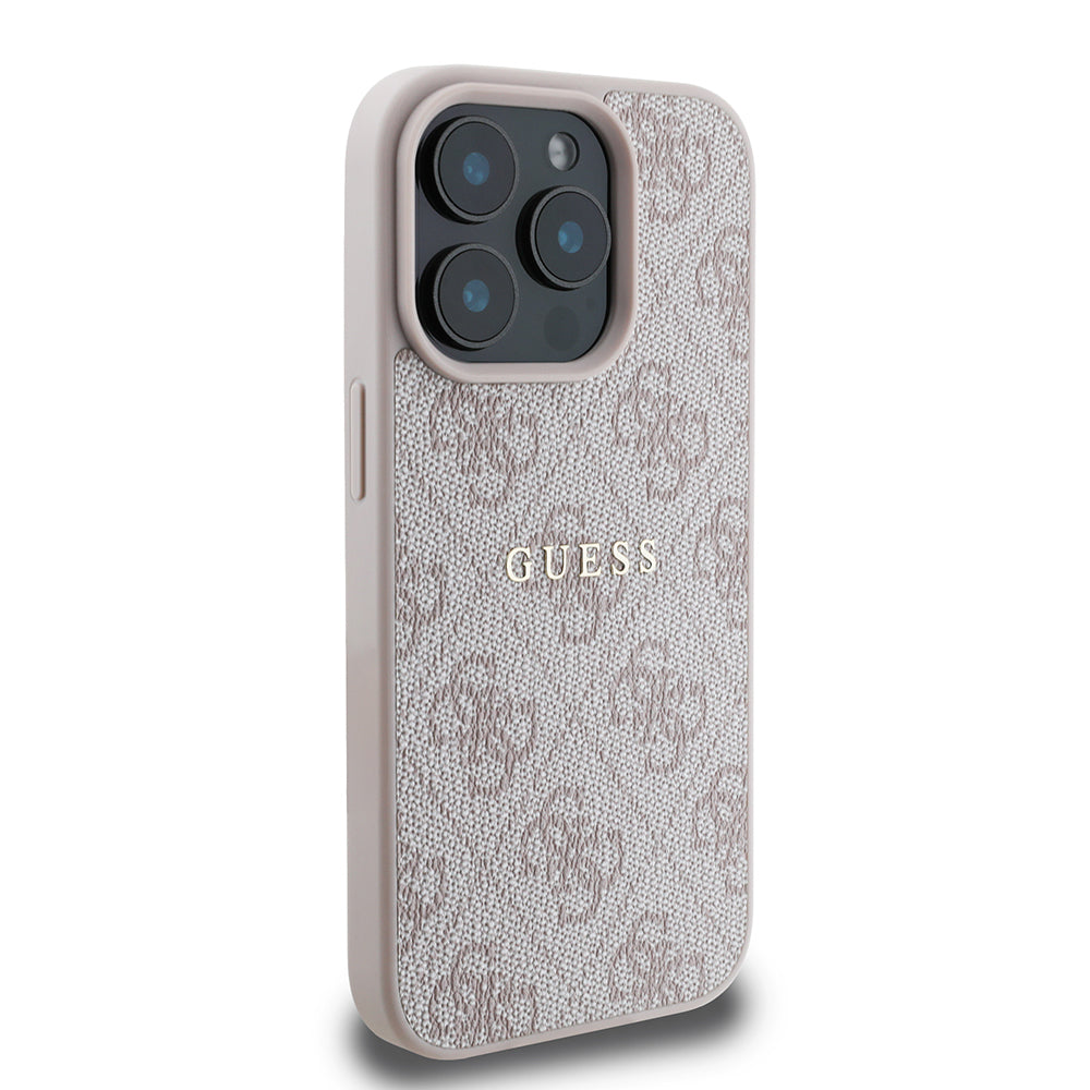 iPhone 15 Pro Kılıf Guess Orijinal Lisanslı M-safe Şarj Özellikli 4G Desen Yazı Logolu Kılıf