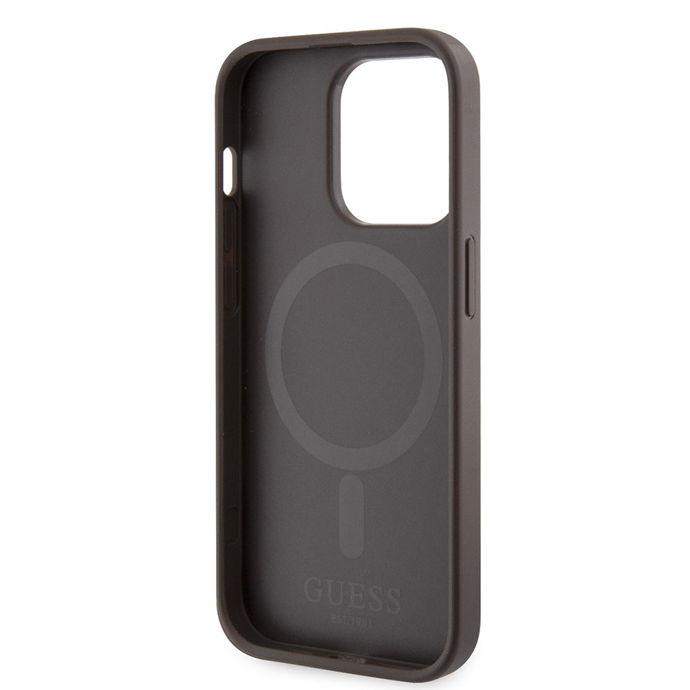 iPhone 15 Pro Kılıf Guess Orijinal Lisanslı M-safe Şarj Özellikli 4G Şerit Tasarımlı Printed Kılıf