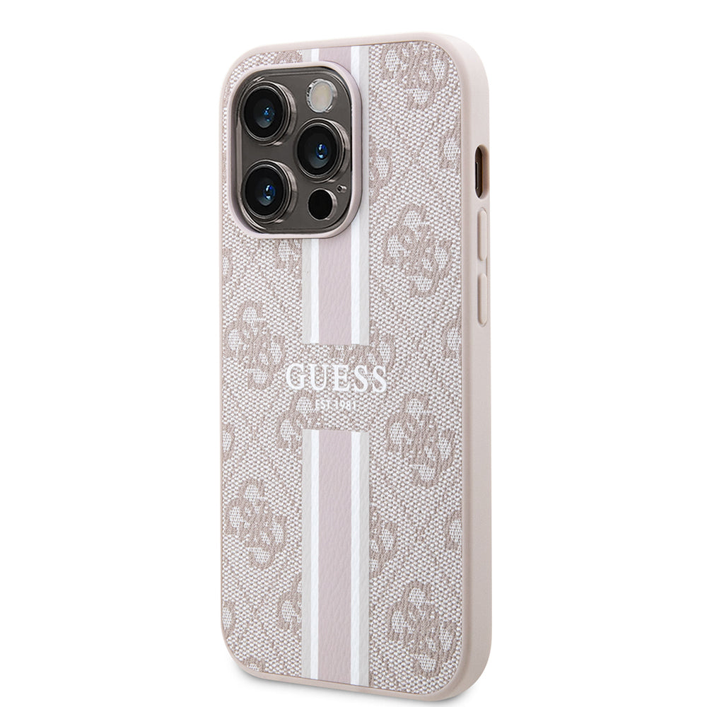 iPhone 15 Pro Kılıf Guess Orijinal Lisanslı M-safe Şarj Özellikli 4G Şerit Tasarımlı Printed Kılıf