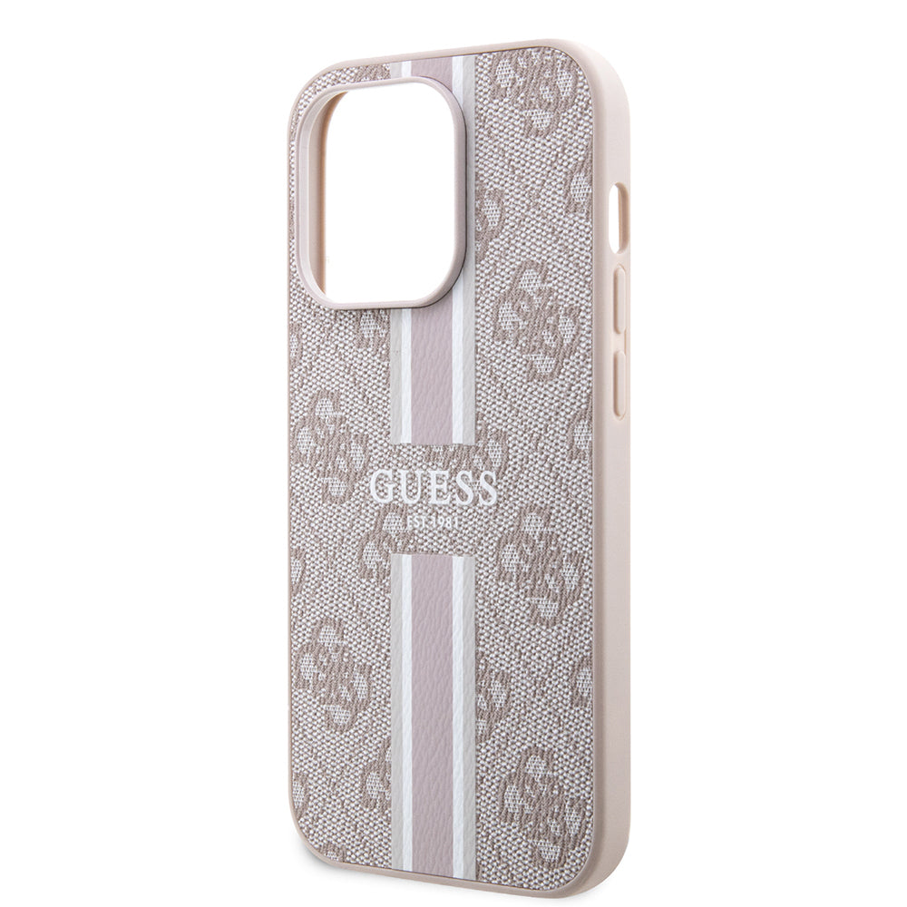iPhone 15 Pro Kılıf Guess Orijinal Lisanslı M-safe Şarj Özellikli 4G Şerit Tasarımlı Printed Kılıf