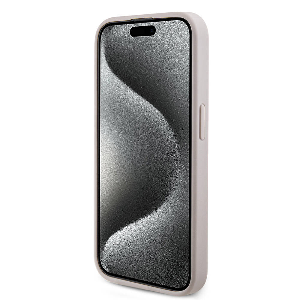 iPhone 15 Pro Kılıf Guess Orijinal Lisanslı M-safe Şarj Özellikli PU Halkalı 4G Desenli Yazı Logolu Kılıf