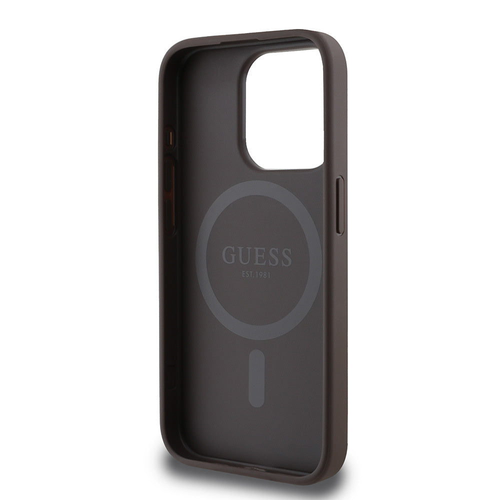 iPhone 15 Pro Kılıf Guess Orijinal Lisanslı M-safe Şarj Özellikli Small 4G Classic Kılıf