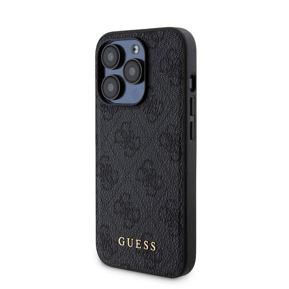 iPhone 15 Pro Kılıf Guess Orijinal Lisanslı M-safe Şarj Özellikli Yazı Logolu 4G Desenli Kılıf + Powerbank 5000mAh 2in1 Set