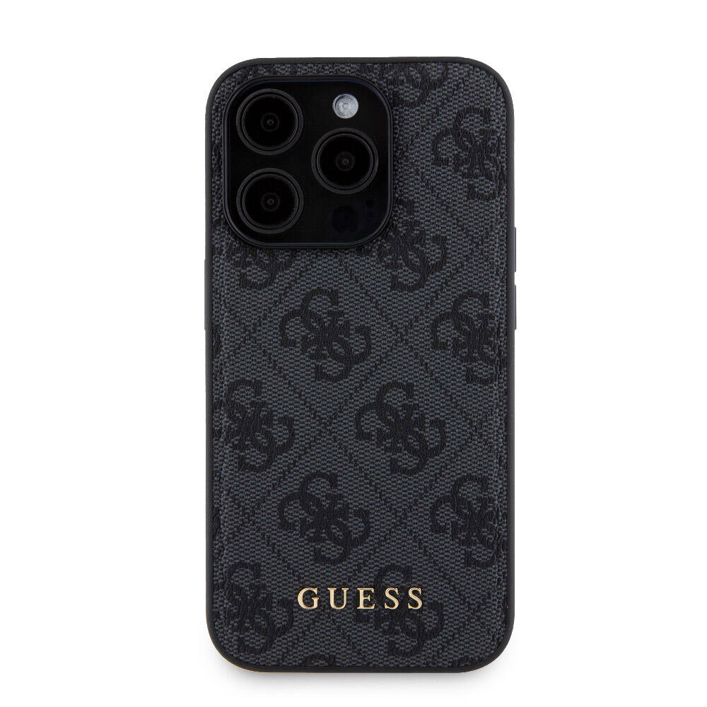 iPhone 15 Pro Kılıf Guess Orijinal Lisanslı M-safe Şarj Özellikli Yazı Logolu 4G Desenli Kılıf + Powerbank 5000mAh 2in1 Set