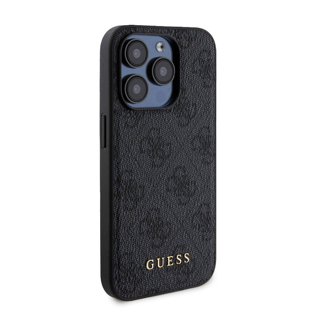 iPhone 15 Pro Kılıf Guess Orijinal Lisanslı M-safe Şarj Özellikli Yazı Logolu 4G Desenli Kılıf + Powerbank 5000mAh 2in1 Set