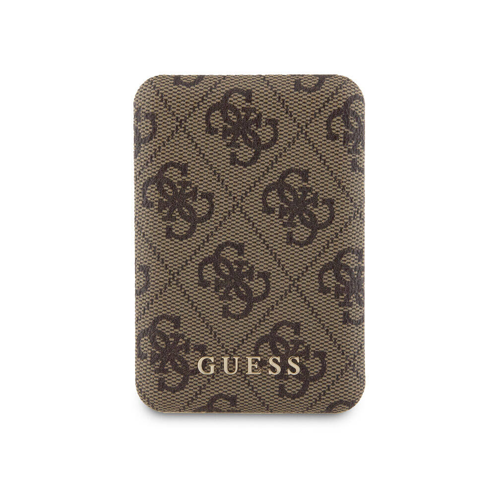 iPhone 15 Pro Kılıf Guess Orijinal Lisanslı M-safe Şarj Özellikli Yazı Logolu 4G Desenli Kılıf + Powerbank 5000mAh 2in1 Set