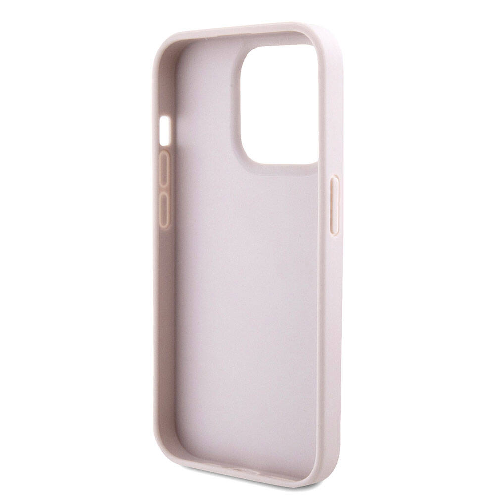 iPhone 15 Pro Kılıf Guess Orijinal Lisanslı PU Deri Askılı Taşlı Üçgen Logo 4G Desenli Strass Crossbody Kılıf
