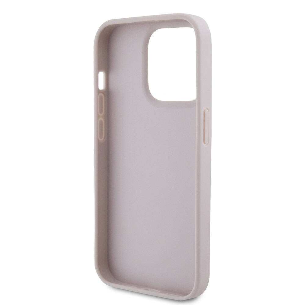 iPhone 15 Pro Kılıf Guess Orijinal Lisanslı PU Deri Taşlı Üçgen Logo 4G Desenli Strass Kılıf