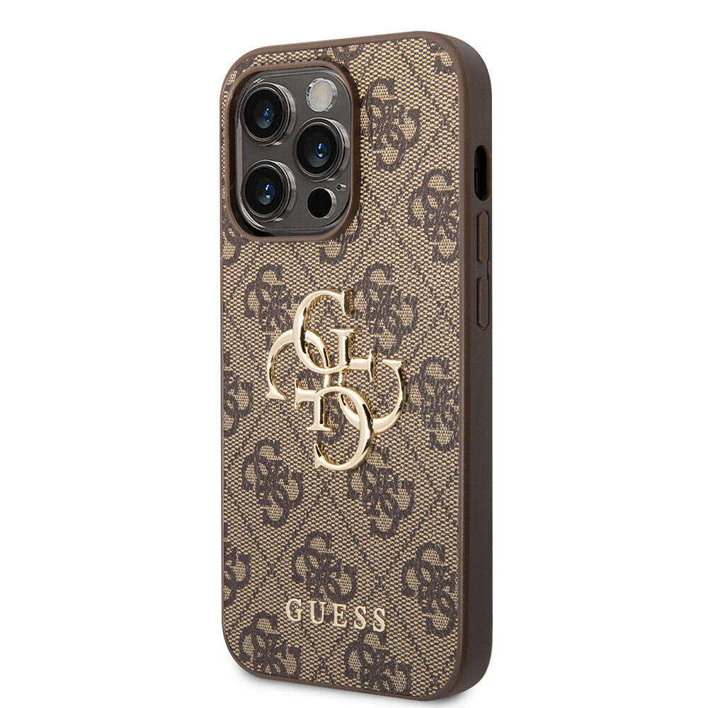 iPhone 15 Pro Kılıf Guess Orijinal Lisanslı PU Deri Yazı ve 4G Metal Logolu Desenli Kılıf