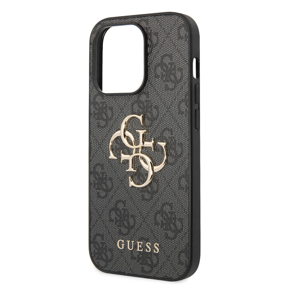 iPhone 15 Pro Kılıf Guess Orijinal Lisanslı PU Deri Yazı ve 4G Metal Logolu Desenli Kılıf