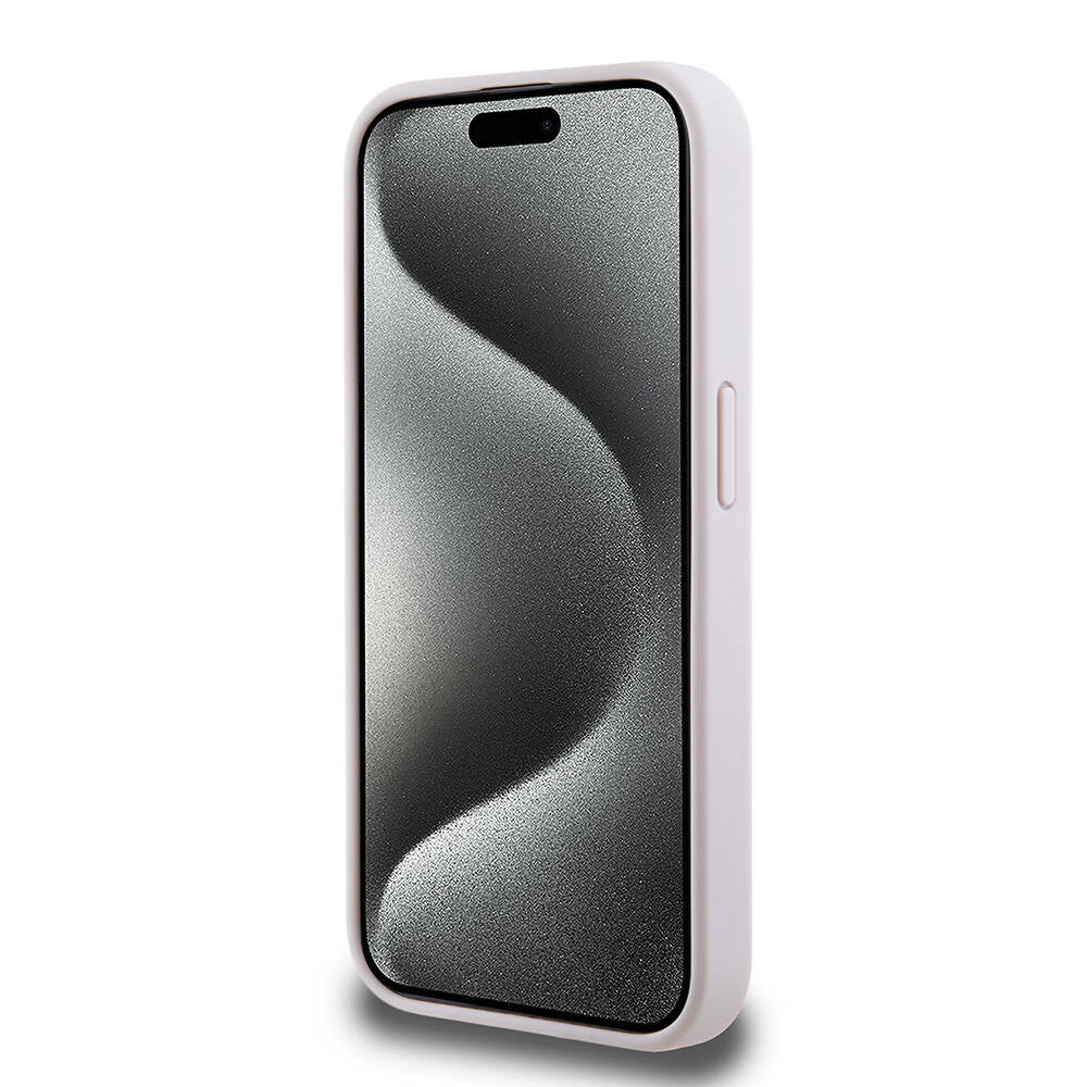 iPhone 15 Pro Kılıf Guess Orijinal Lisanslı PU Deri Yazı ve 4G Metal Logolu Desenli Kılıf