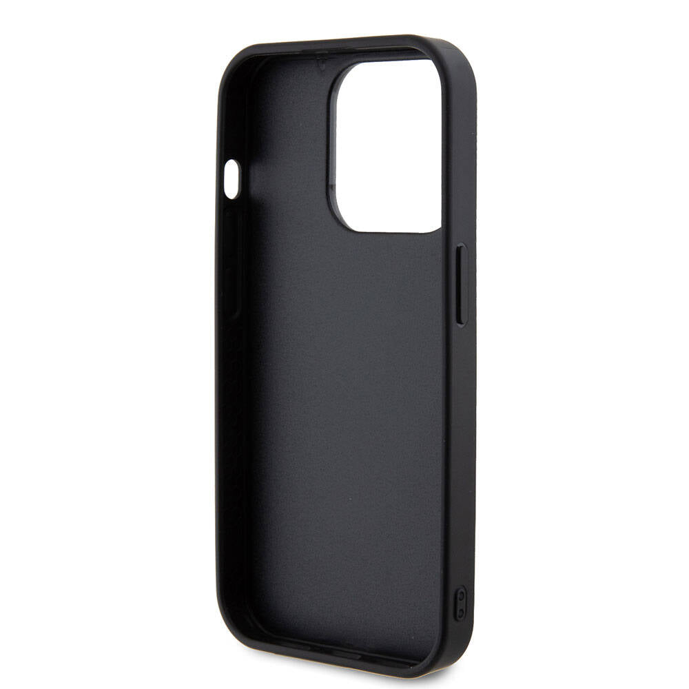 iPhone 15 Pro Kılıf Guess Orijinal Lisanslı Taşlı Arka Yüzey Metal Yazı Logolu Kılıf