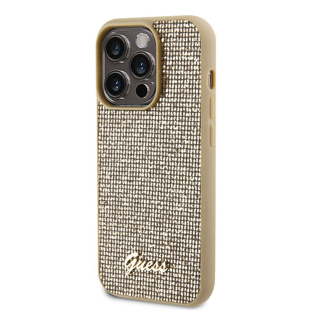iPhone 15 Pro Kılıf Guess Orijinal Lisanslı Yazı Logolu Disco Script Metal Kılıf