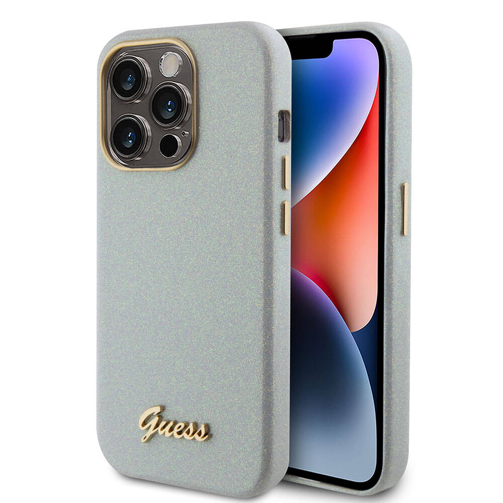 iPhone 15 Pro Kılıf Guess Orijinal Lisanslı Yazı Logolu Glitter Glossy Script Kılıf