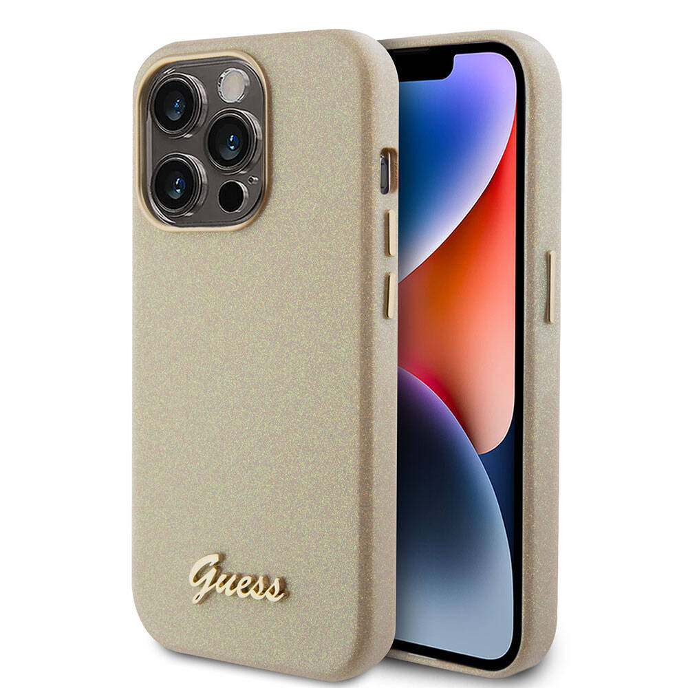 iPhone 15 Pro Kılıf Guess Orijinal Lisanslı Yazı Logolu Glitter Glossy Script Kılıf