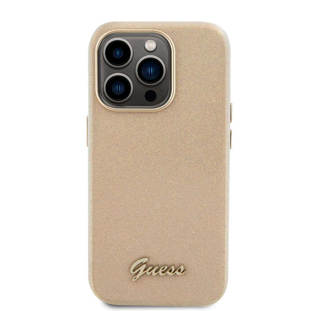 iPhone 15 Pro Kılıf Guess Orijinal Lisanslı Yazı Logolu Glitter Glossy Script Kılıf
