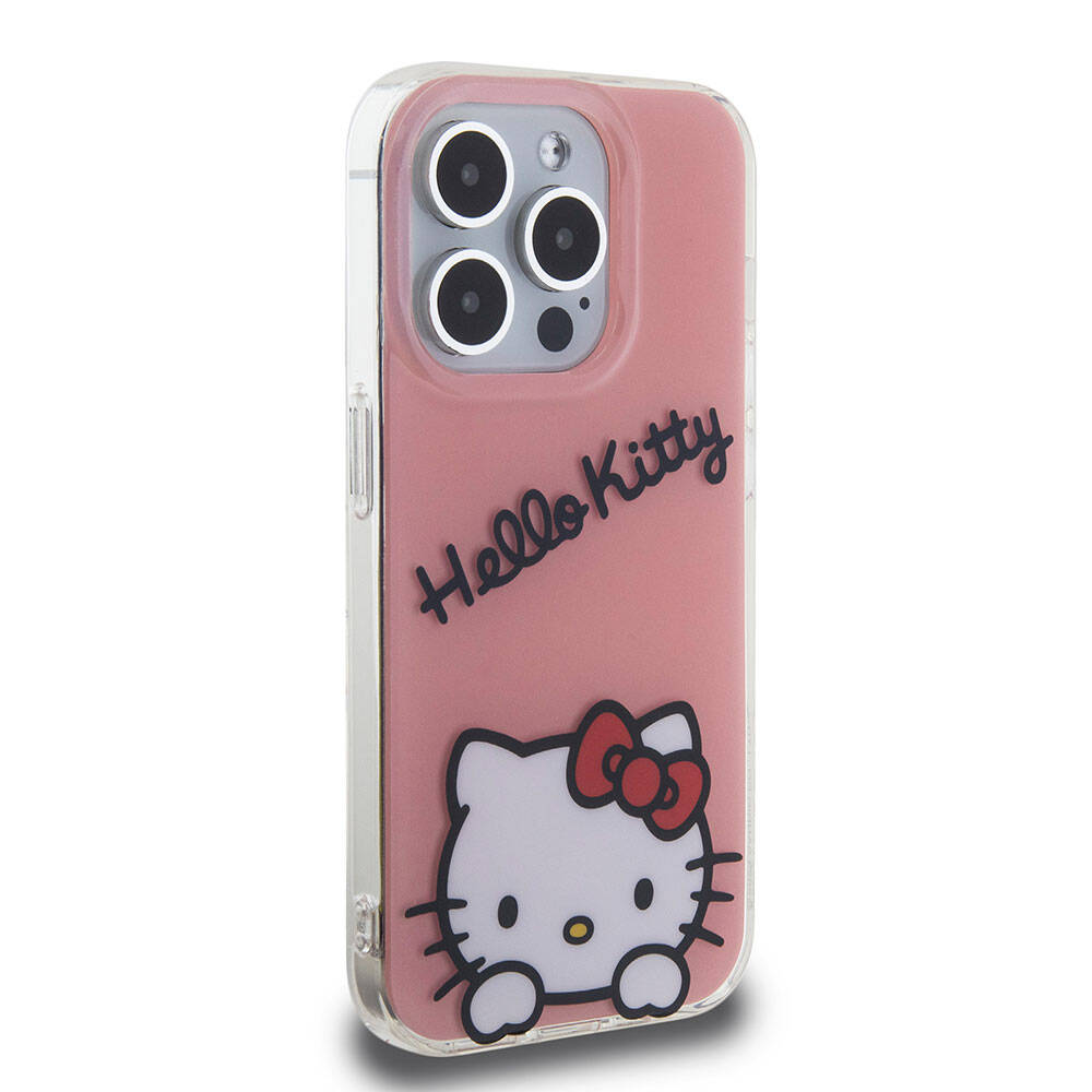 iPhone 15 Pro Kılıf Hello Kitty Orijinal Lisanslı Askılı Yazı ve İkonik Logolu Daydreaming Kılıf