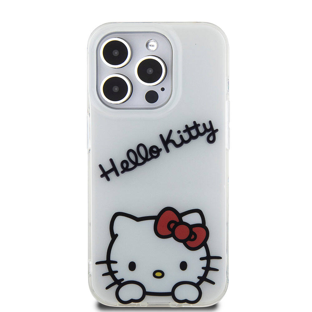 iPhone 15 Pro Kılıf Hello Kitty Orijinal Lisanslı Askılı Yazı ve İkonik Logolu Daydreaming Kılıf