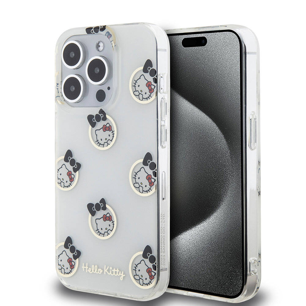 iPhone 15 Pro Kılıf Hello Kitty Orijinal Lisanslı Elektroplating Kaplama Kabarcık Baskılı Kılıf