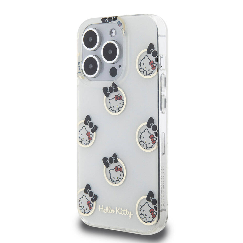 iPhone 15 Pro Kılıf Hello Kitty Orijinal Lisanslı Elektroplating Kaplama Kabarcık Baskılı Kılıf