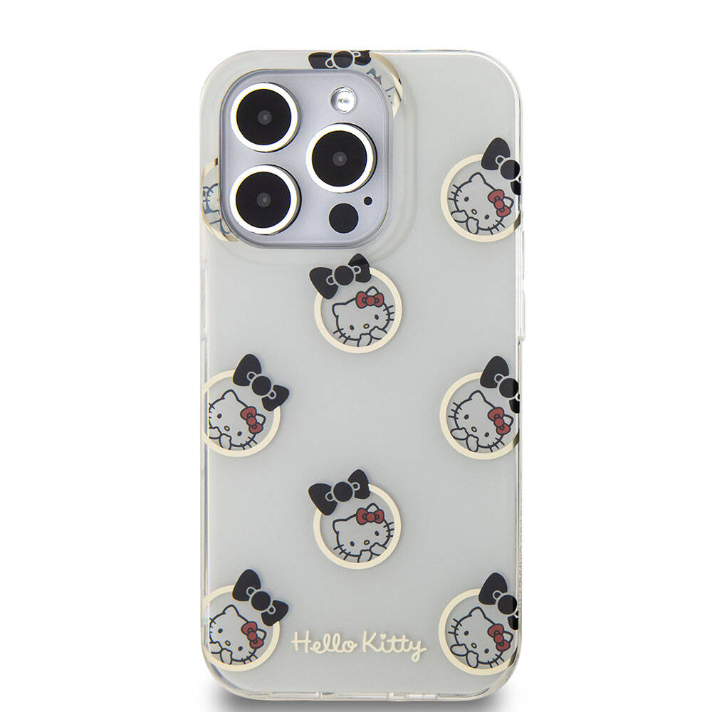 iPhone 15 Pro Kılıf Hello Kitty Orijinal Lisanslı Elektroplating Kaplama Kabarcık Baskılı Kılıf