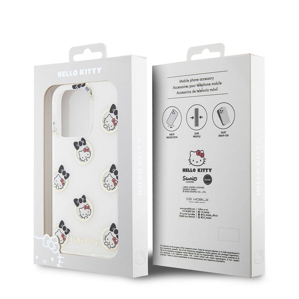 iPhone 15 Pro Kılıf Hello Kitty Orijinal Lisanslı Elektroplating Kaplama Kabarcık Baskılı Kılıf