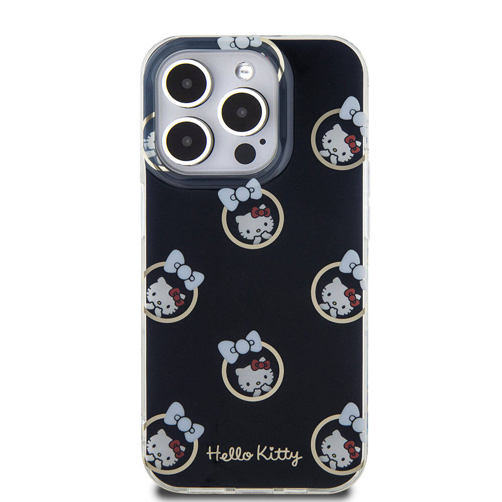 iPhone 15 Pro Kılıf Hello Kitty Orijinal Lisanslı Elektroplating Kaplama Kabarcık Baskılı Kılıf