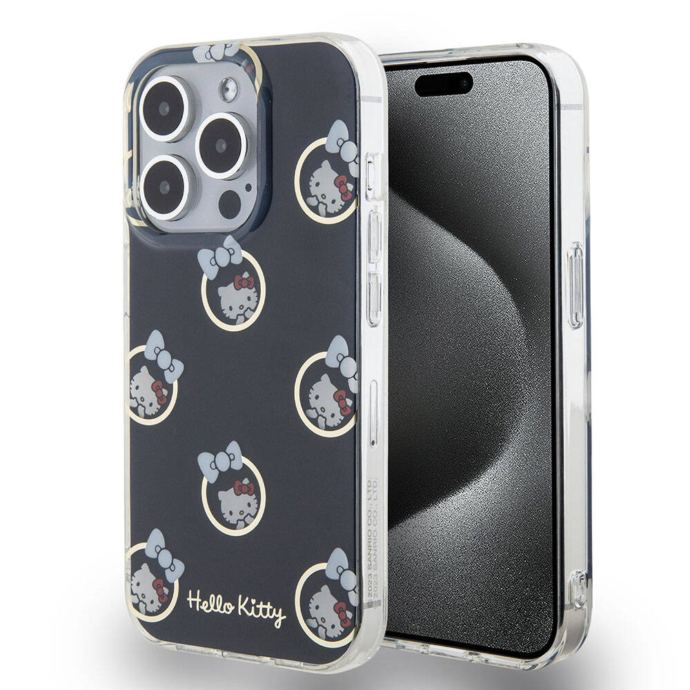 iPhone 15 Pro Kılıf Hello Kitty Orijinal Lisanslı Elektroplating Kaplama Kabarcık Baskılı Kılıf