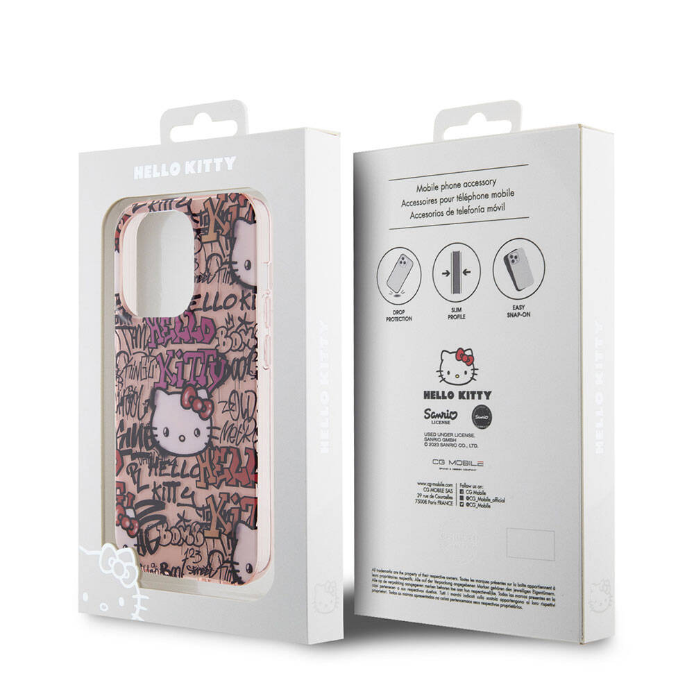iPhone 15 Pro Kılıf Hello Kitty Orijinal Lisanslı İkonik Logolu Etiket Graffiti Kılıf