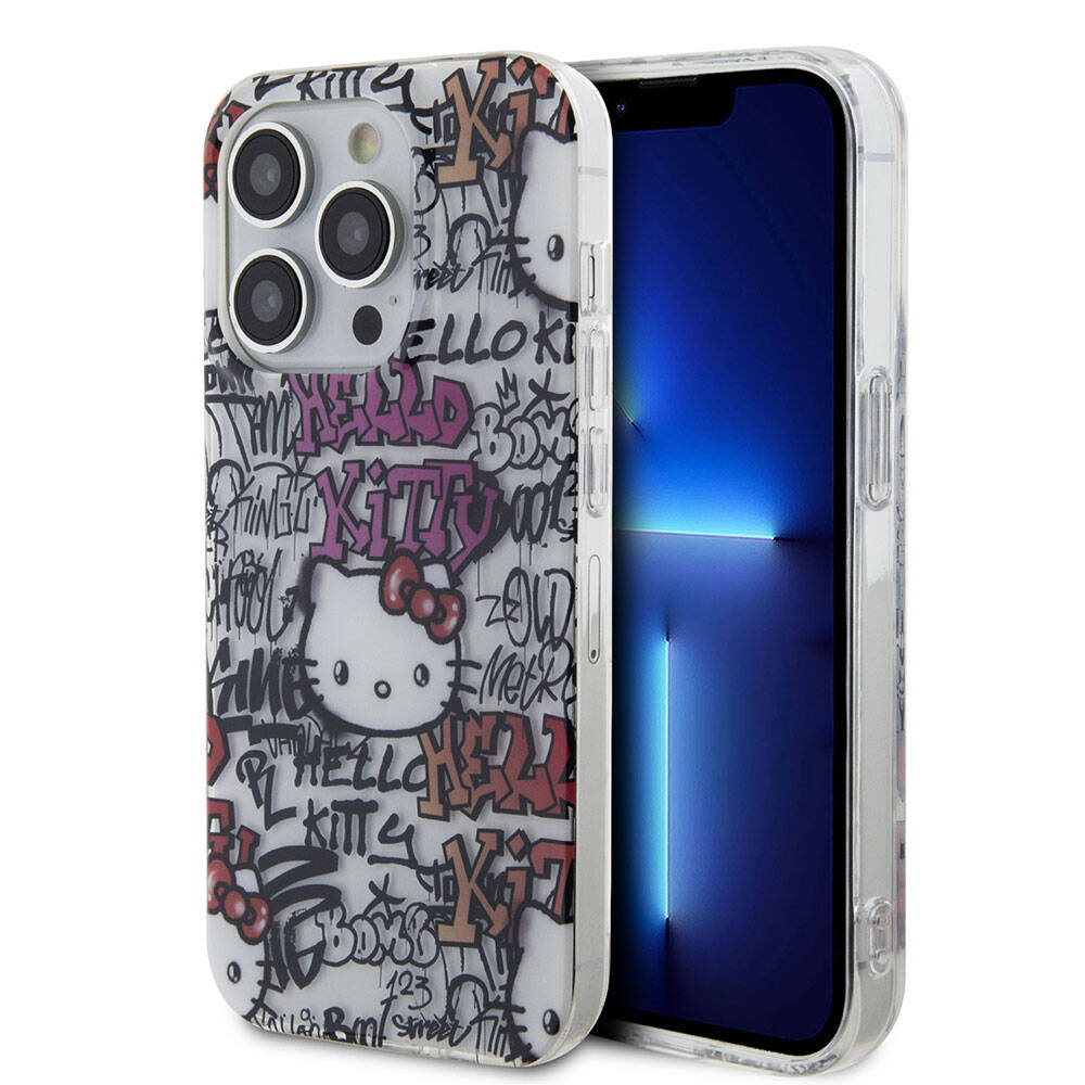iPhone 15 Pro Kılıf Hello Kitty Orijinal Lisanslı İkonik Logolu Etiket Graffiti Kılıf