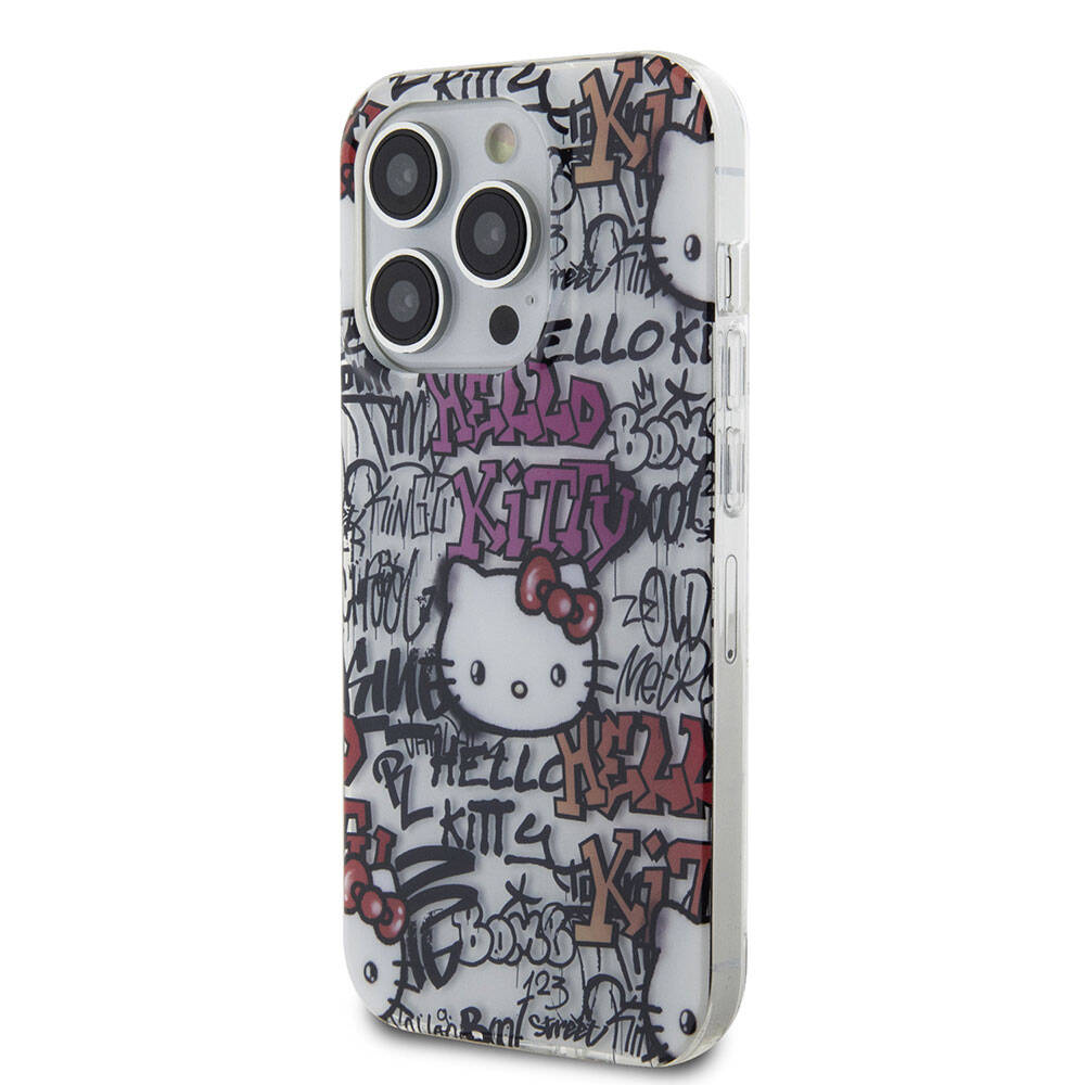 iPhone 15 Pro Kılıf Hello Kitty Orijinal Lisanslı İkonik Logolu Etiket Graffiti Kılıf