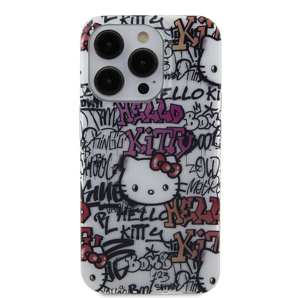 iPhone 15 Pro Kılıf Hello Kitty Orijinal Lisanslı İkonik Logolu Etiket Graffiti Kılıf