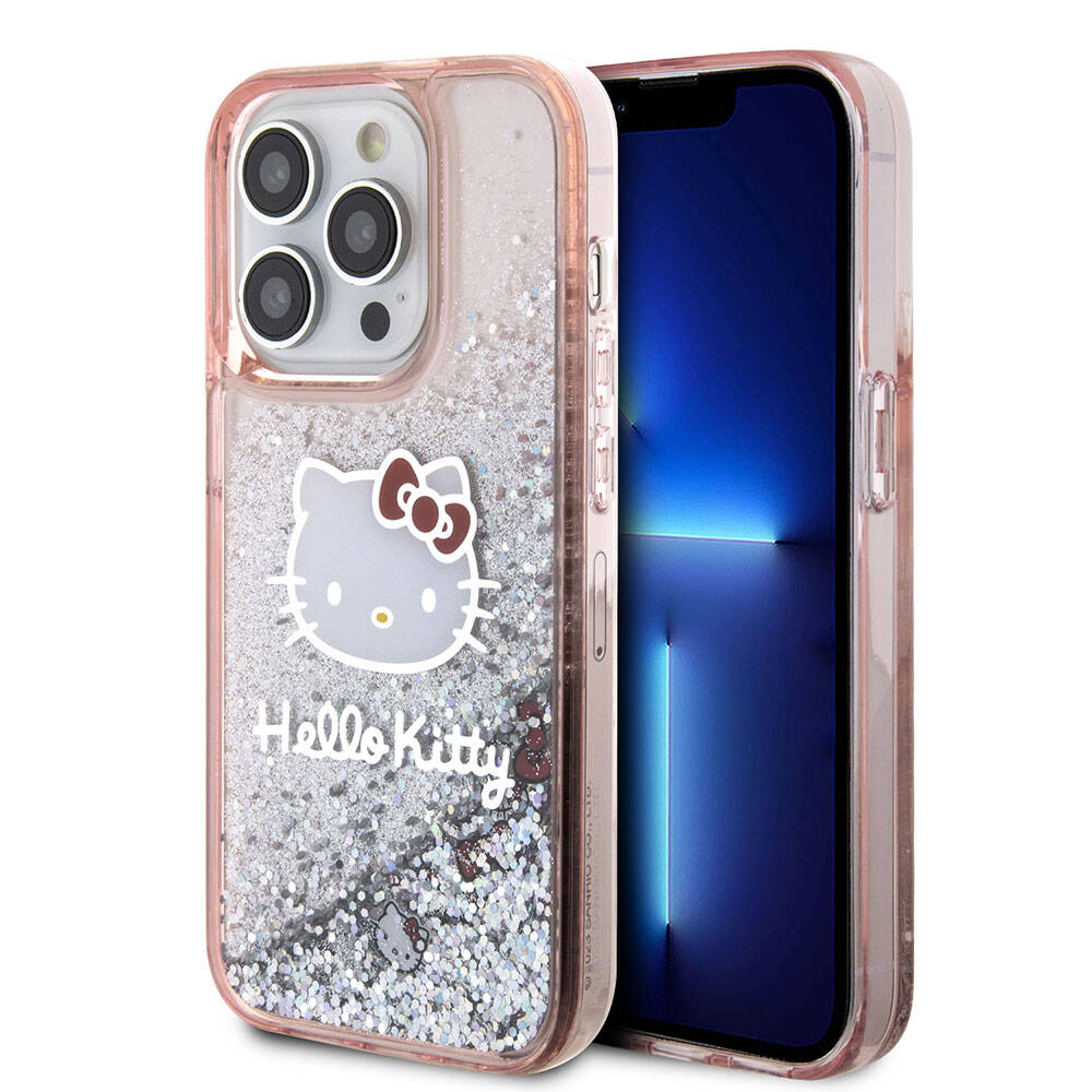 iPhone 15 Pro Kılıf Hello Kitty Orijinal Lisanslı İkonik Sıvılı Glitter Kılıf