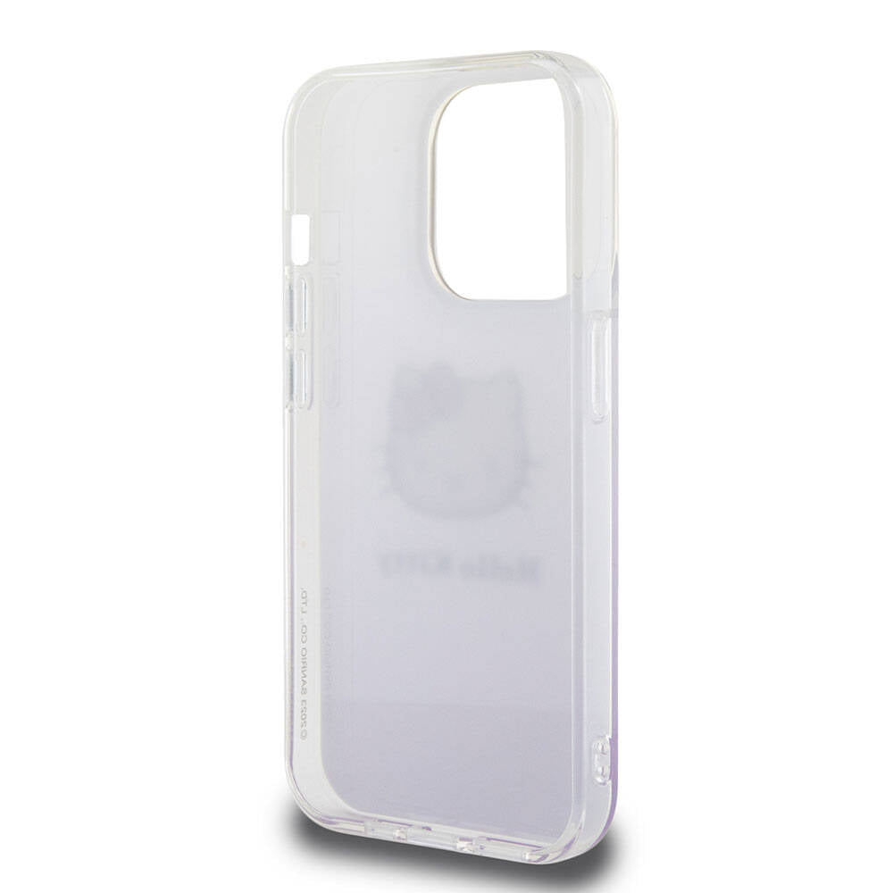 iPhone 15 Pro Kılıf Hello Kitty Orijinal Lisanslı Yazı ve İkonik Logolu Elektroplating Kaplama Gradyan Kılıf