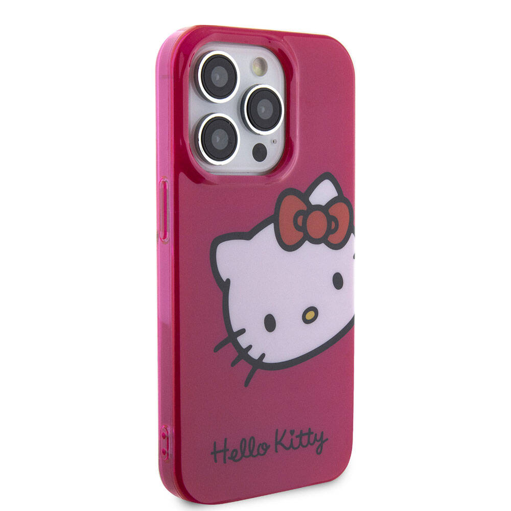 iPhone 15 Pro Kılıf Hello Kitty Orijinal Lisanslı Yazı ve İkonik Logolu Kitty Head Kılıf