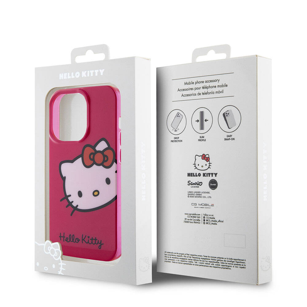 iPhone 15 Pro Kılıf Hello Kitty Orijinal Lisanslı Yazı ve İkonik Logolu Kitty Head Kılıf