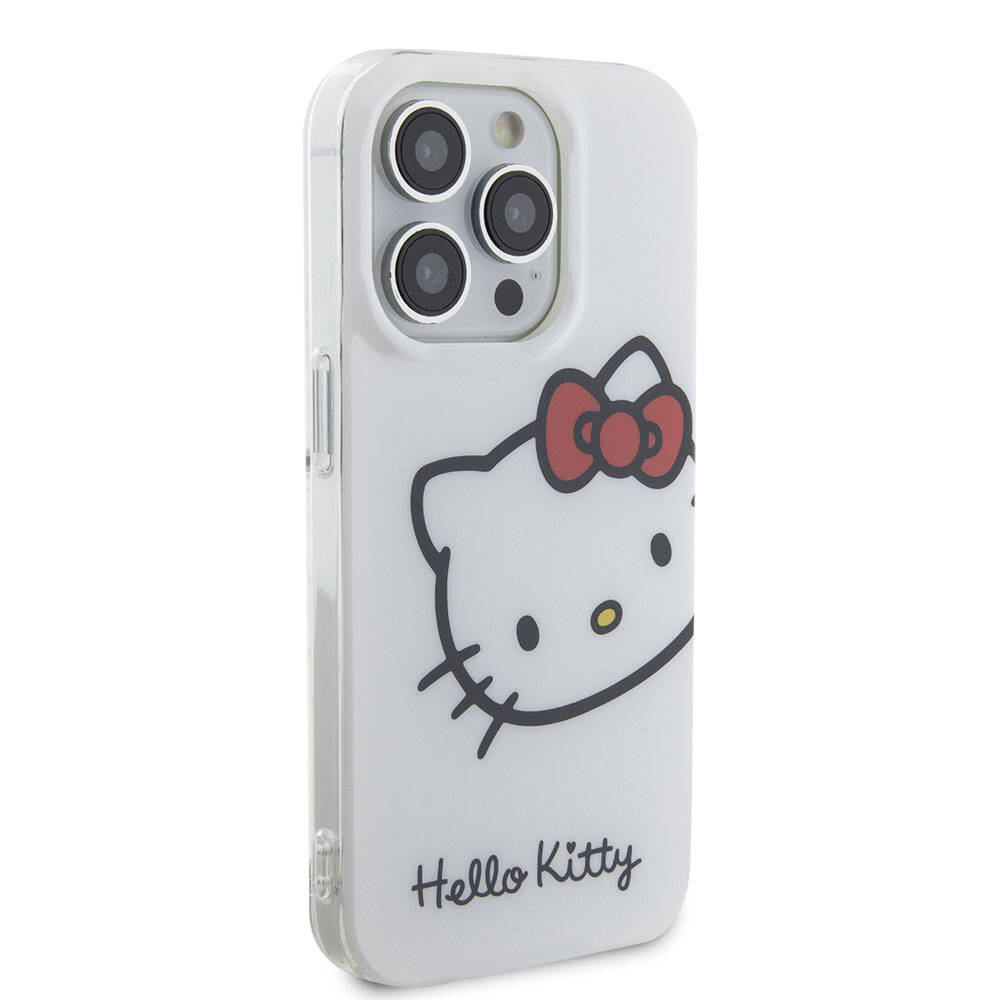 iPhone 15 Pro Kılıf Hello Kitty Orijinal Lisanslı Yazı ve İkonik Logolu Kitty Head Kılıf