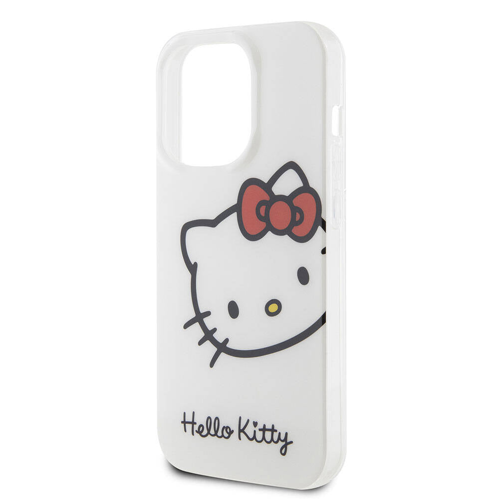 iPhone 15 Pro Kılıf Hello Kitty Orijinal Lisanslı Yazı ve İkonik Logolu Kitty Head Kılıf