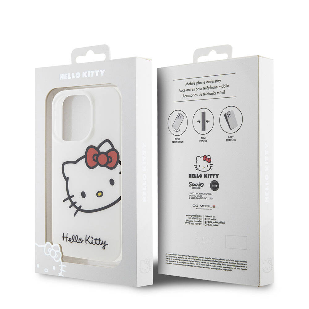 iPhone 15 Pro Kılıf Hello Kitty Orijinal Lisanslı Yazı ve İkonik Logolu Kitty Head Kılıf
