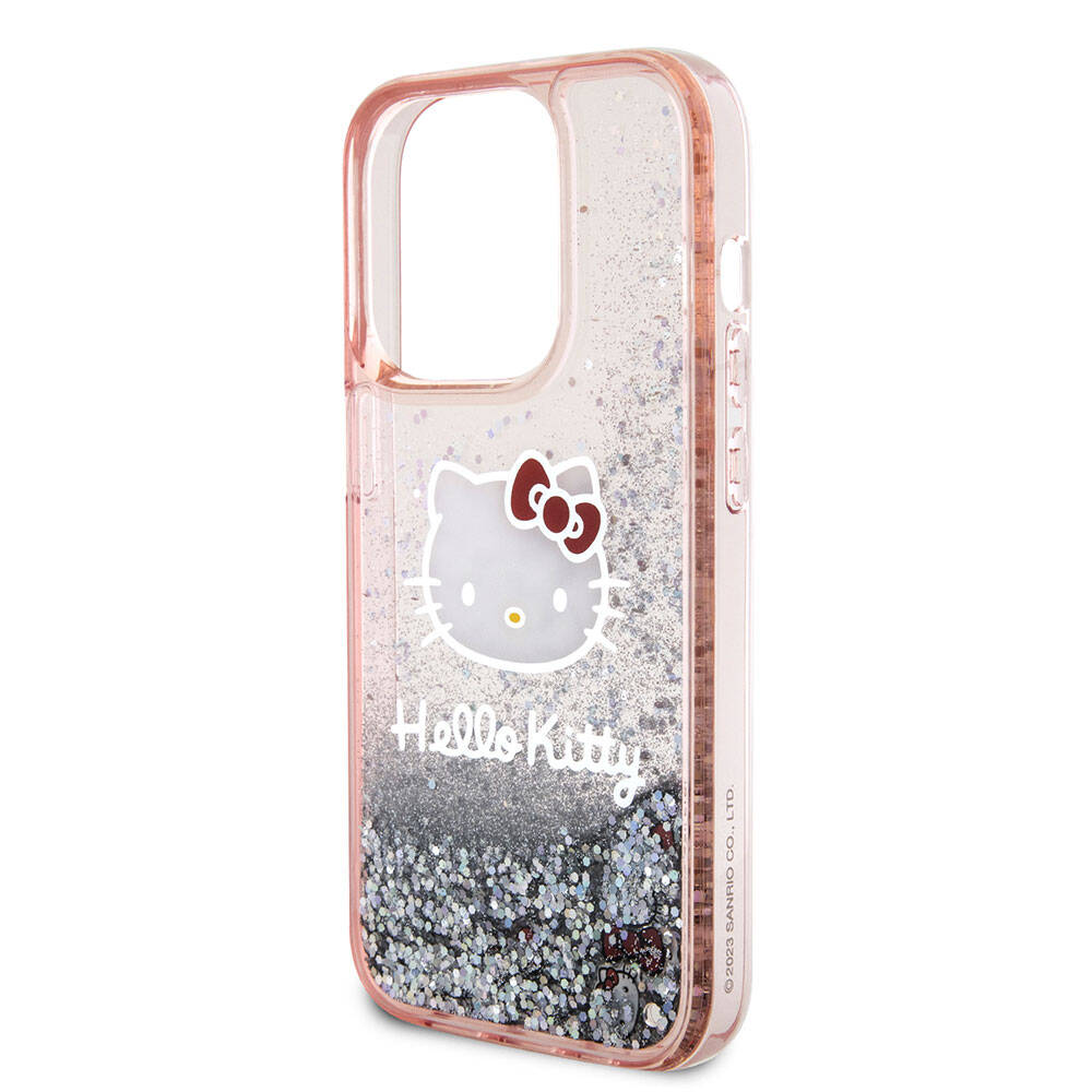 iPhone 15 Pro Kılıf Hello Kitty orijinal Lisanslı İkonik Sıvılı Glitter Kılıf