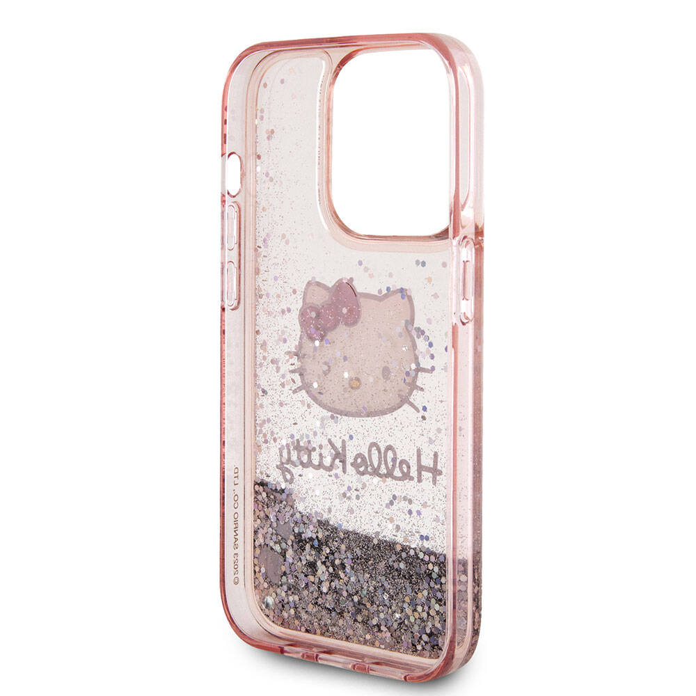 iPhone 15 Pro Kılıf Hello Kitty orijinal Lisanslı İkonik Sıvılı Glitter Kılıf