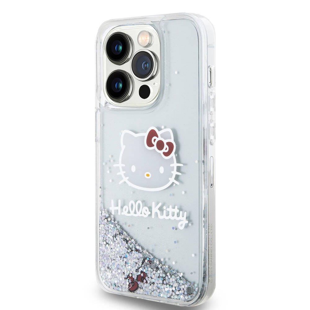 iPhone 15 Pro Kılıf Hello Kitty orijinal Lisanslı İkonik Sıvılı Glitter Kılıf