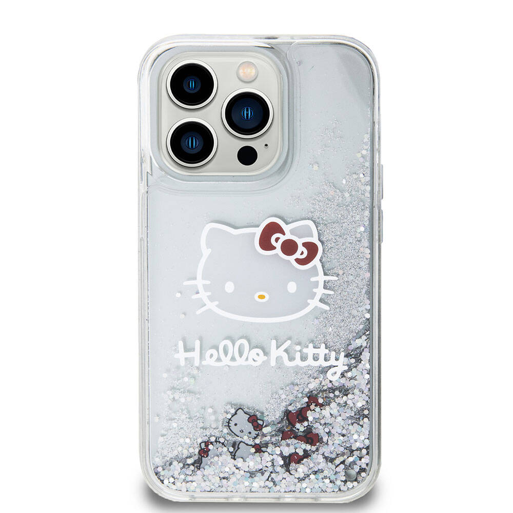 iPhone 15 Pro Kılıf Hello Kitty orijinal Lisanslı İkonik Sıvılı Glitter Kılıf