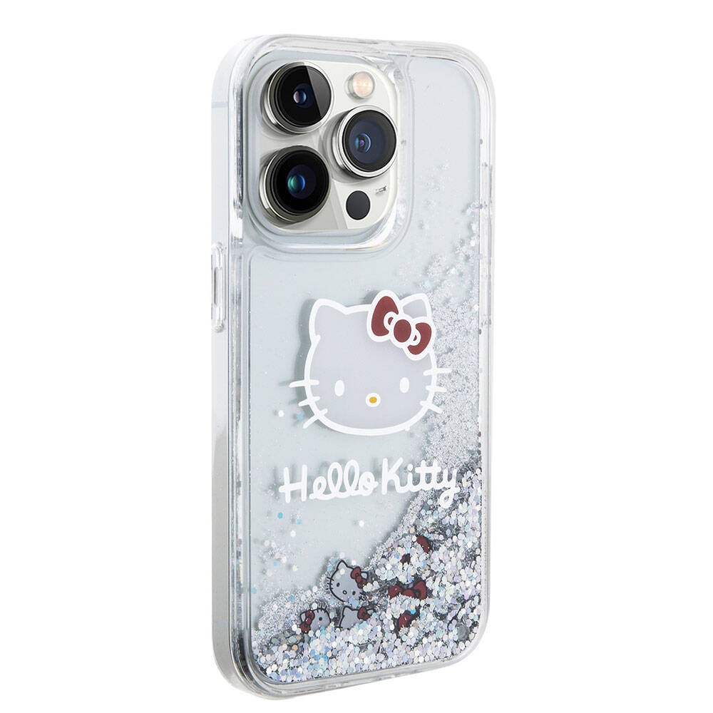 iPhone 15 Pro Kılıf Hello Kitty orijinal Lisanslı İkonik Sıvılı Glitter Kılıf