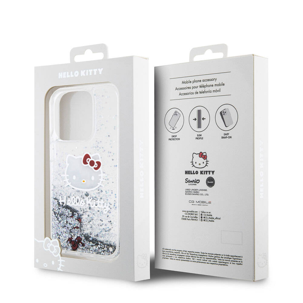 iPhone 15 Pro Kılıf Hello Kitty orijinal Lisanslı İkonik Sıvılı Glitter Kılıf