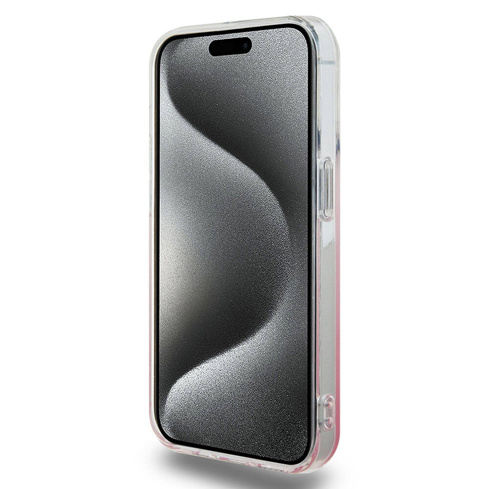 iPhone 15 Pro Kılıf Hello Kitty orijinal Lisanslı Yazı ve İkonik Logolu Elektroplating Kaplama Gradyan Kılıf
