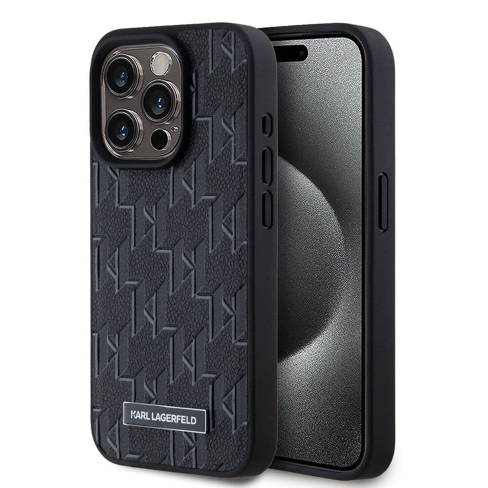 iPhone 15 Pro Kılıf Karl Lagerfeld Orijinal Lisanslı M-safe Şarj Özellikli KL Yazılı Hot Stamp Kılıf