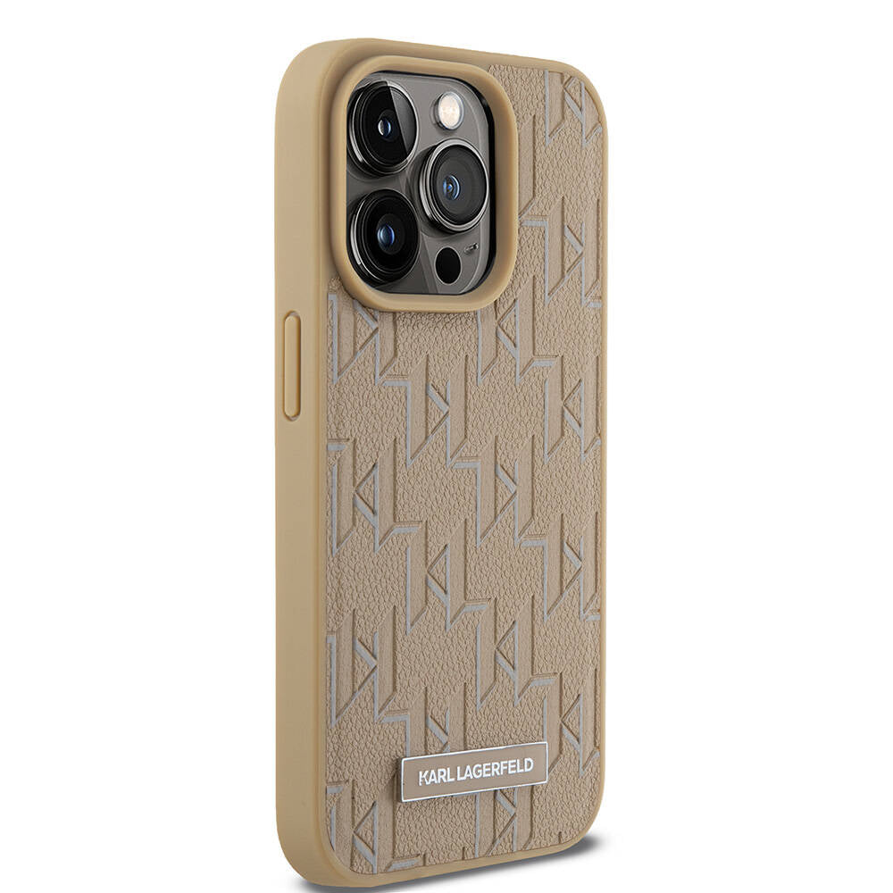 iPhone 15 Pro Kılıf Karl Lagerfeld Orijinal Lisanslı M-safe Şarj Özellikli KL Yazılı Hot Stamp Kılıf